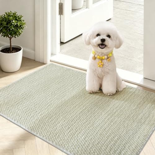 Mordem 17"x30" Indoor Door Mat for Entryway, Non Slip Rubber Backing Entrance Rugs, Low Profile Dirt Resistant and Absorbent Door Rugs for Entryway, Washable Resist Dirt Inside Indoor Mats White