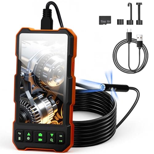 Epicmate Triple Lens Sewer Inspection Camera-5" IPS Endoscope with Lights 1080P Industrial Borescope with 16.5 ft, Borescope Camera with Light IP67 Waterproof Drain Pipe Drain Snake with 32G Card