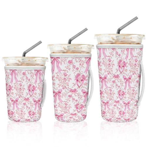 Iced Coffee Sleeve, Reusable Cup Insulator with Handle for Cold Drinks