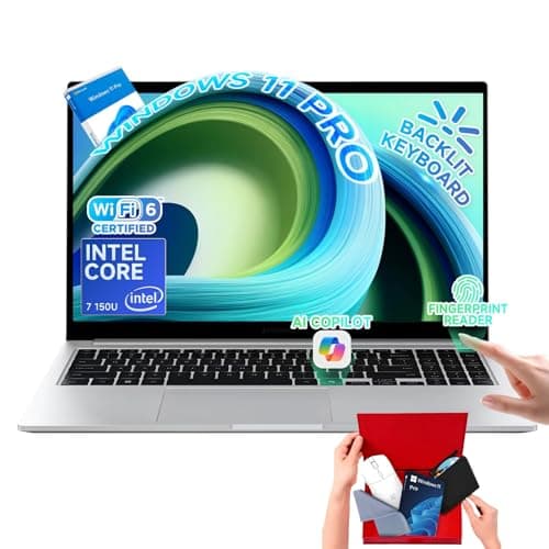 Samsung Galaxy Book4 Business Laptop, 15.6 Inch FHD Display, Intel 10-Core 7-150U, 16GB RAM, 512GB SSD, Windows 11 Pro, Backlit Keyboard, Fingerprint Reader, Copilot AI