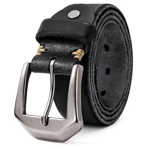 OZNDAS Genuine Black Leather Belt for Men Women Handmade Heavy-Duty Work Belt Leather Men's Belts | Jeans/Casual/Christmas Gifts