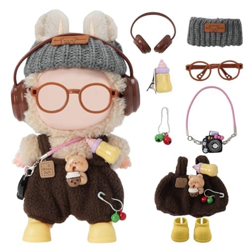 8-Piece Set Dolls Clothes(NO Doll), 17cm Dolls Cute Outfit Accessories, Small Clothes Set for Doll, Gift for Women(Brown)