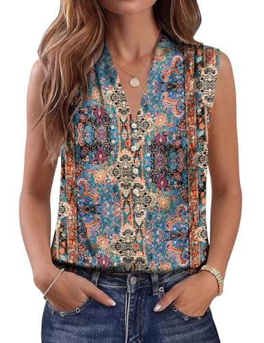 LOMON Boho Tops for Women Spring Fashion Boho Clothes for Women V Neck Casual Cami Ladies Blouses Trendy 2026 L