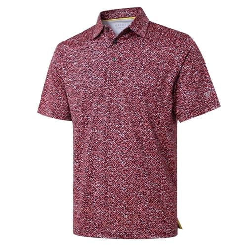 Men's Golf Shirts Dry Fit Short Sleeve Print Performance Moisture Wicking Patterned Polo Shirt for Men Scarlet Oval