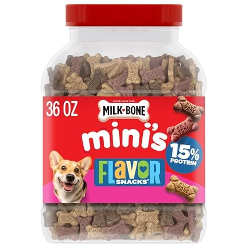 Milk-Bone Flavor Snacks Mini’s Dog Biscuits, Flavored Crunchy Dog Treats, 36 Oz. Canister