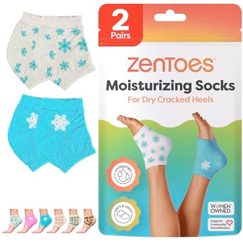 ZenToes Moisturizing Heel Socks for Dry Cracked Heels, 2 Pairs