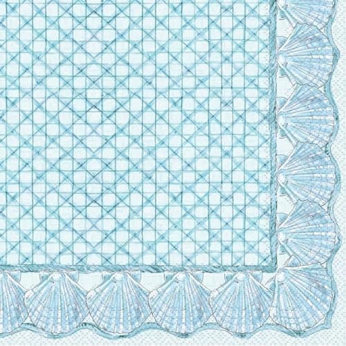 IHR Ideal Home Range Lunch Napkins Disposable 3-Ply Paper Party Supplies, 6.5" x 6.5", Blue Shells, 20-Count