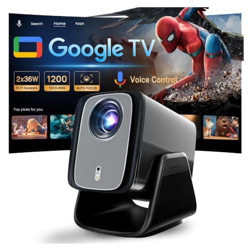 1200 ANSI Google TV-Licensed Projector, 4K/8K Input Support, Dual 36W Dolby