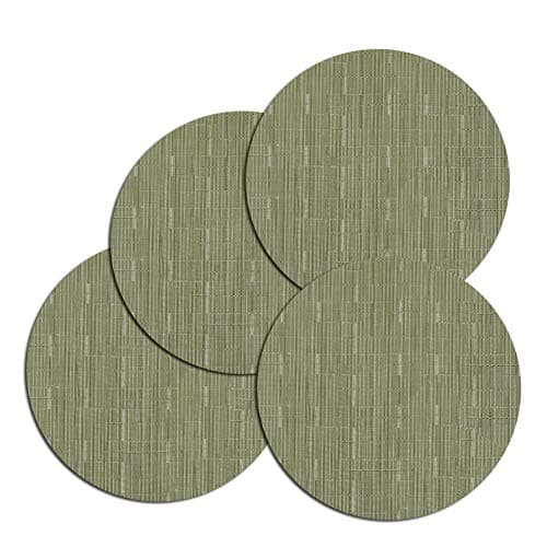 LivebyCare Round Vinyl Heat-Resistant Placemats Set of 4, 13.8 Inch, Green