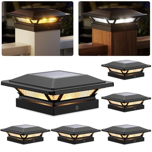 SIEDiNLAR 4x4 Solar Post Cap Lights Outdoor 16 LEDs 2 Modes, 6 Pack, Black