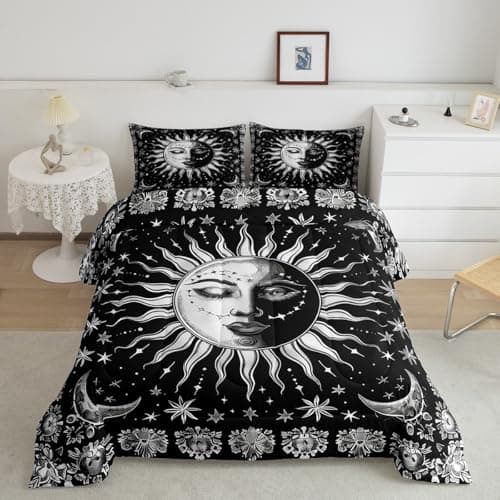 Feelyou Sun Moon Comforter Set Queen Size for Kids Boys Girls Teens