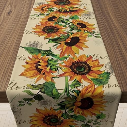 Sunflower Summer Decor - Summer Table Runner for Kitchen Dining Table Decoration | Summer Fall Accessories for Home Indoor Outdoor Party Supplies