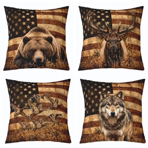 Feelyou Bear Deer Throw Pillow Covers Soft 16" x 16"