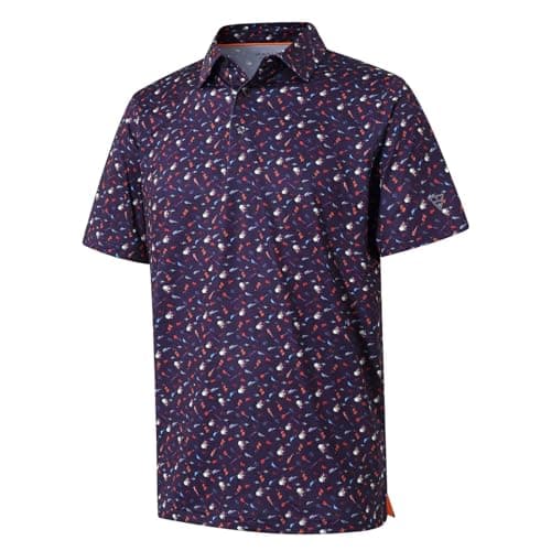 Golf Shirts for Men Dry Fit Short Sleeve Print Performance Moisture Wicking Polo Shirt