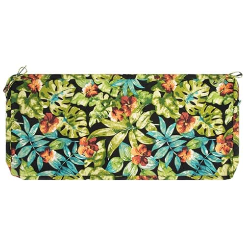 IN4 Care Patio Bench Cushion Covers for Outdoor Furniture with Ties,Water Resistant Loveseat/Settee Cushion Slipcover 45x18x3 Inch for Swing Porch Garden (Replacement Cover Only)-Tropical Green Leaves