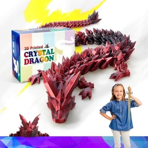 HyBaiS 30" Large 3D Printed Dragon,Giant Flexible Articulated Dragon
