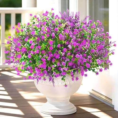 Yastouay Artificial Flowers for Outdoors UV Resistant, 18 Bundles Fuchsia Realistic Outdoor Artificial Plants & Flowers, Fake Outdoor Flowers Plants for Front Porch Window Box Garden Decoration