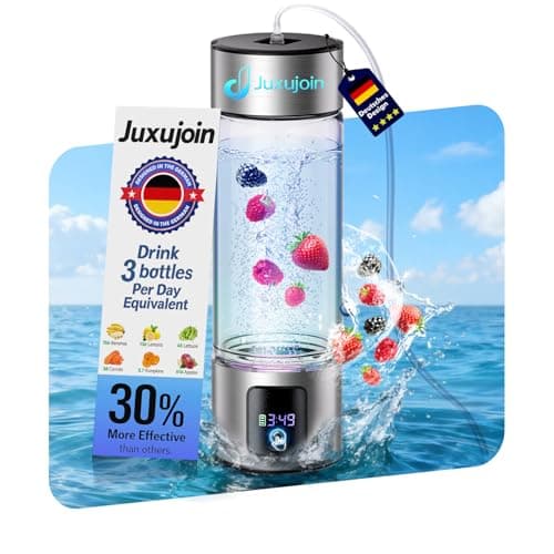 Juxujoin Upgrade 3-in-1 Hydrogen Water Bottle with Display - Industry TOP - 24-Hour Hydrogen Lock | 0 Chlorine & 0 Ozone | 100% Leak-Proof Seal, Hydrogen Water Bottle Generator with Hydrogen Straw