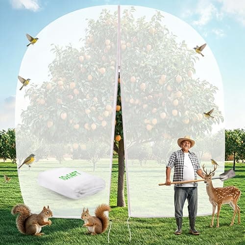 10 X 14FT Large Fruit Tree Netting for Protecting Fruit from Squirrels Birds Bug Pests, Tree Net for Fruit Trees with Zipper and Drawstring Bird Netting Covers for Blueberry Cherry Peach Apple Bushes