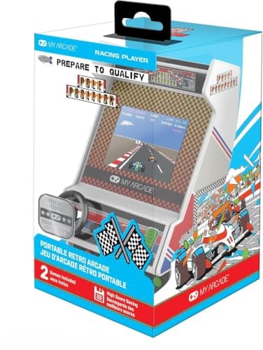 My Arcade Pole Position Racing Player: Handheld Game for Kids and Adults, 2 Games, Real Racing Controls, Portable Gaming, 3.5 inch Screen