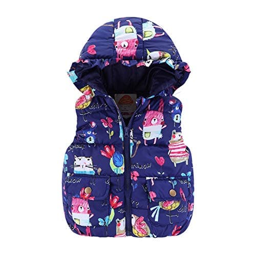 Mud Kingdom Cute Toddler Girls Vests Outerwear with Hood Animal 2T Navy Blue