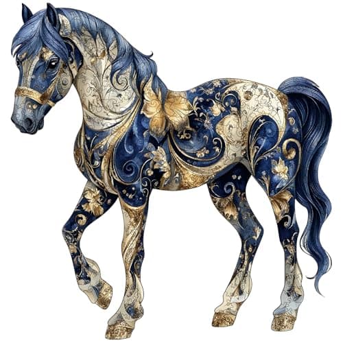 Horse Wooden Puzzles for Adults, 300pcs Horse Wooden Jigsaw Puzzles for Adults, Unique Shaped Jigsaw Puzzles Creative Gift for Friend Family Game Large Size 15'' x 15.6''