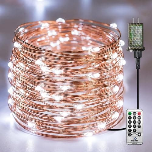 Fairdeer Plug-in Fairy Lights, 33 Ft 100 LED String Light with Remote, 8 Modes, Timer and Dimming Twinkle Lights for Indoor, Bedroom, Party, Decoration, Holiday, Cold White