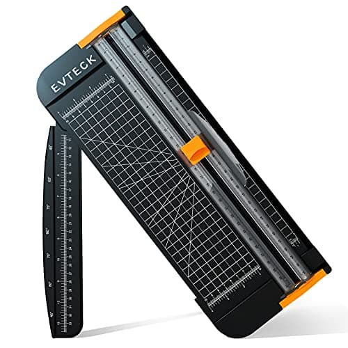 Evteck Paper Cutter 12 Inch Paper Trimmer Slider Crafting Scrapbooking Supplies for A4 Vinyl Photo Cardstock with Security Blade and Foldable Ruler
