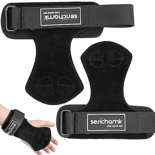 Serichamk Wrist Wraps for Weightlifting Women With Cushion Loop - Leather Straps for Deadlift, Powerlifting, Bodybuilding, Gym Workout - Heart Black
