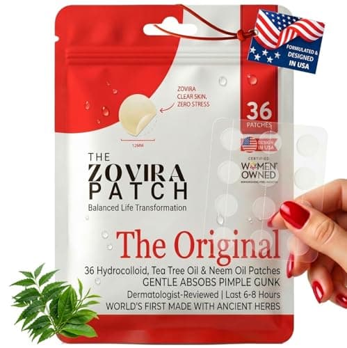 ZOVIRA Pimple Patches for Face (36 Count) — Overnight Hydrocolloid Acne Patch, Niacinamide + Salicylic Acid + Tea Tree, Thicker Adhesion, Reduces Redness, Korean Skin Care, For Sensitive Skin