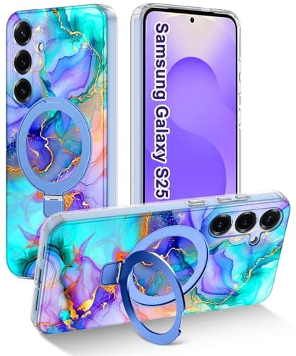 Shecaset for Galaxy S25 Case,[Compatible with MagSafe][Kickstand],Full Body Rugged Slim Fit Shockproof Women Men Girls Shockproof Case for Samsung Galaxy S25,Royal Blue Violet