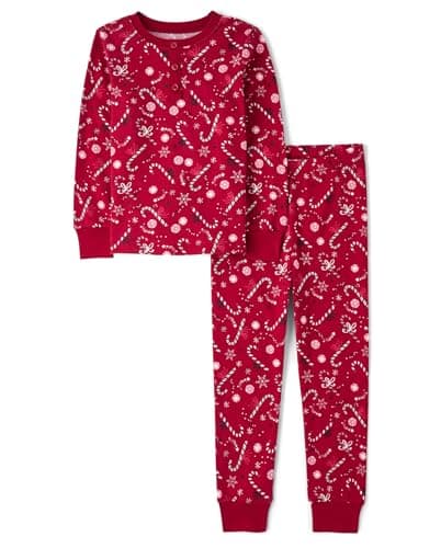 Gymboree,Toddler Christmas Cotton 2-Piece Pajama Sets, Big Kid, Toddler, Baby Gymmie,Red Candy Cane,12-18 Months