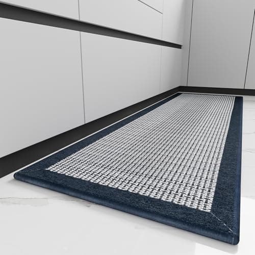 PADOOR Kitchen Mats for Floor, Kitchen Rugs Non Slip Washable, Rubber Backed Kitchen Runner Super Absorbent Long Kitchen Floor Mat Sink Rug, 20”x70” Blue