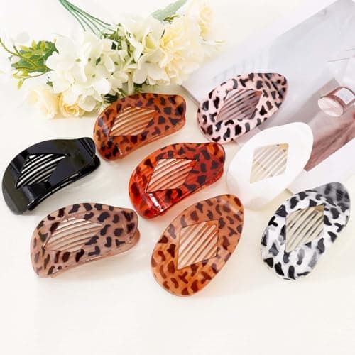 Atoden Flat Hair Clips Duckbill Large Claw Clips for Thick Medium Thin Hair 8Pcs Round Oval Non Slip French Barrettes Accessories for Women Girls