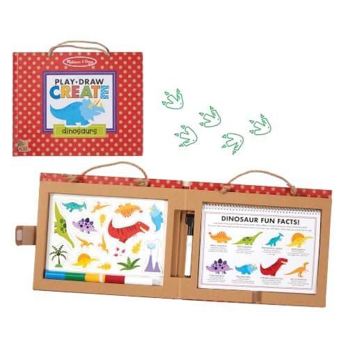 Melissa & Doug Play Draw Create Dinosaurs, Reusable Magnet & Drawing Kit