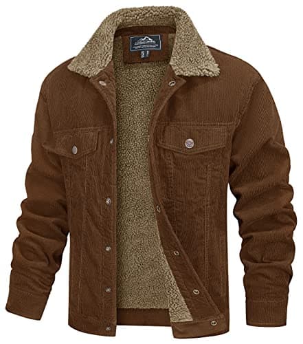 MAGCOMSEN Winter Jackets for Men Corduroy Jacket Men Sherpa Lined Fleece Warm Cargo Casual Coat with 5 Pockets