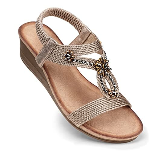 SHIBEVER Womens Wedge Sandals with Cushioning for All-Day Comfortable