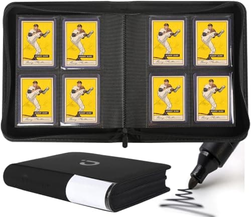 Top Loader Binder, Holds 128 Cards - 4 Pocket Top Loader Binder for 3" x 4" Rigid Card Holders for Trading Cards or Sports Cards, Model A - Classic Black