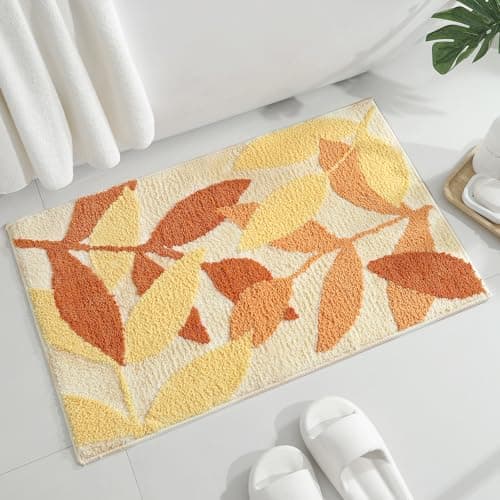 Gibelle Orange 2 Piece Bathroom Rug Set, Nonslip Small Floor Bath Mat 20x32