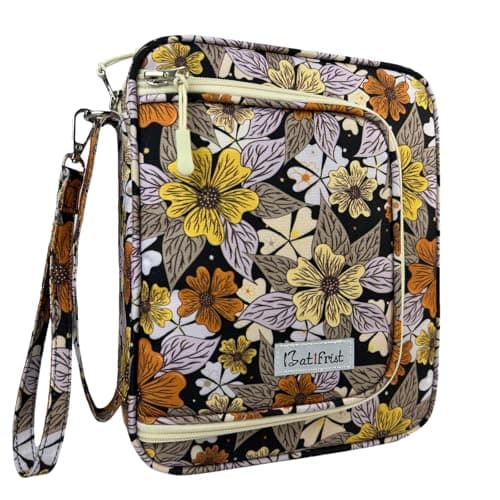 Bible Cover Case for Women,Church Study Book Bible Bag,Bible Carrying Case with Pockets for Bible Accessories, Bible Book Cover with Zipper Christian Gifts fits Bible Size Up to 9.5"x8"x2" Floral#1