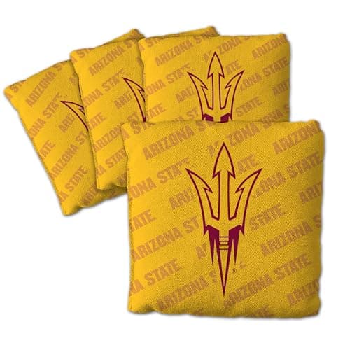 YouTheFan Officially-Licensed NCAA Arizona State Sun Devils Set of 4 Cornhole Bags - All Weather Regulation 6” x 6” Size - 16oz Weight - Designed in USA