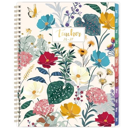 2026-2027 Teacher Planner, JUL 2026 - JUN 2027, Lesson Planner 2026-2027, 8.5" x 11", Colorful Monthly Tabs, Spiral Bound