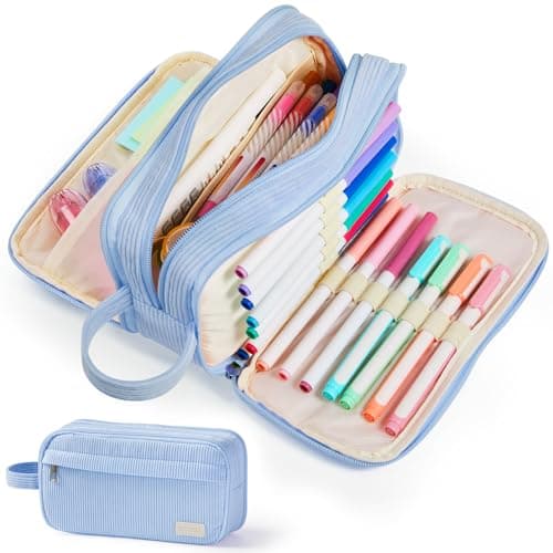 Sooez High Capacity Pencil Case, Soft Corduroy Pencil Pouch