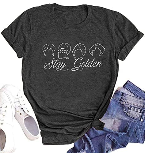 Golden Girls Shirts for Women Inspiration Letter Graphic Kindness Shirts Casual 80s Vintage Tee Tops(Grey,Large)