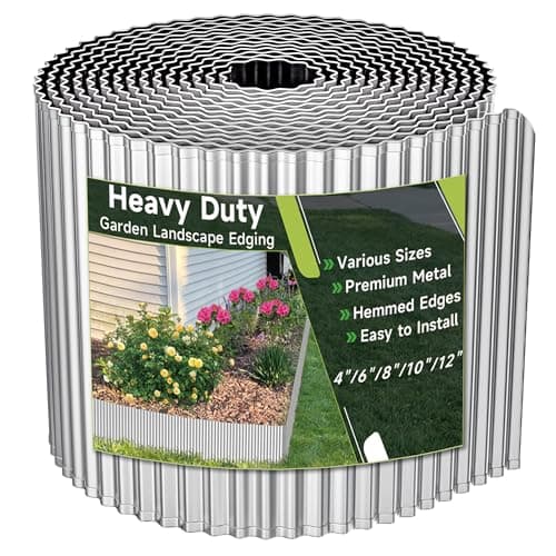 Corrugated Garden Edging,6"×20Ft Galvanized Steel Landscape Edging & Lawn Edging Border,Metal Garden Border for Flower Beds,Garden,Lawn,Raised Beds & Tree Surrounds(Silver)