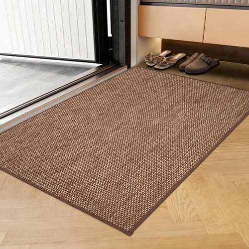 Indoor Door Mat 17"x30", Reusable Non-Slip Self-Adhesive Backing