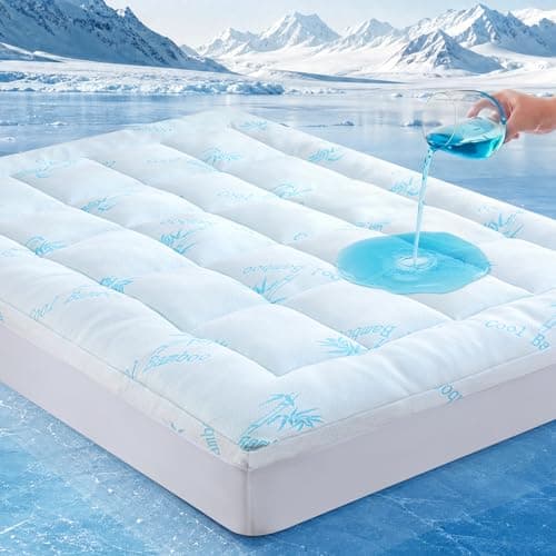 DOWNCOOL 100% Waterproof Queen Mattress Topper, Viscose Derived from Bamboo