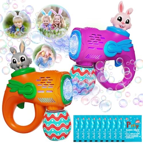 IFLOVE Bubble Guns for Kids 2 Pack, Bunny Bubble Machine Ages 3-8 Outdoor