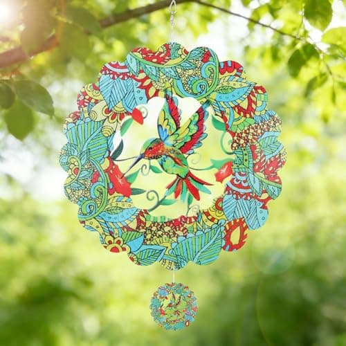 Hummingbird Wind Spinners Outdoor 12 Inch Stainless Steel Wind Spinners