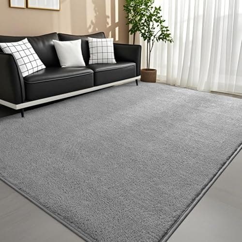 Woottpe 4x6 Feet Grey Area Rugs for Bedroom, Indoor Washable Memory Foam Rug for Living Room, Modern Aesthetic Minimalist Non-Slip Carpets for Kids Boys Girls Adults Dorm Home Decor